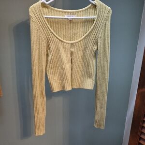 American Eagle Outfitters Yellow Knit Cropped Sweater
